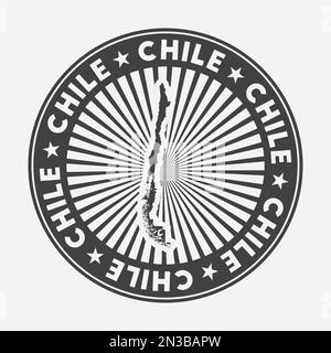 Logo rotondo Cile. Badge da viaggio vintage con il nome circolare e la mappa del paese, illustrazione vettoriale. Illustrazione Vettoriale