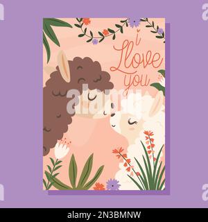 Ti voglio bene. Due coppie di lama innamorati. Il concetto di biglietto giornaliero di San Valentino. Illustrazione vettoriale Illustrazione Vettoriale