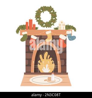 Caminetto di Natale decorato. Illustrazione vettoriale Illustrazione Vettoriale