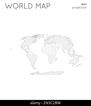 Mappa del mondo. Globo in proiezione parabolica piatta-polare mcbryde-thomas, stile semplice. Illustrazione vettoriale di contorno. Illustrazione Vettoriale