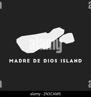 Icona dell'isola Madre de Dios. Mappa su sfondo scuro. Elegante Madre de Dios Island mappa con il nome. Illustrazione vettoriale. Illustrazione Vettoriale