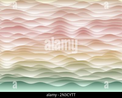 Sfondo curve astratte. Curve lisce con sfumature di colore verde rosa marrone tenue. Illustrazione del vettore freddo. Illustrazione Vettoriale
