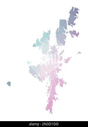 Mappa poligonale della terraferma. Illustrazione geometrica dell'isola in colori ametista smeraldo. Mappa della terraferma in basso stile poli. Illustrazione Vettoriale