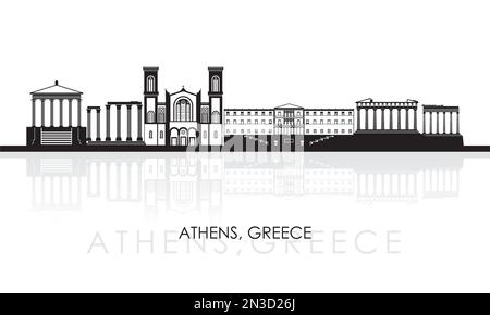 Silhouette Skyline panorama della città di Atene, Grecia - illustrazione vettoriale Illustrazione Vettoriale