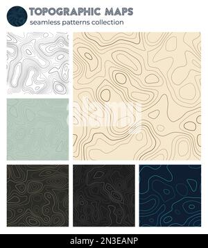 Mappe topografiche. Motivi isolati artistici, design senza cuciture. Sfondo accattivante e inclinabile. Illustrazione vettoriale. Illustrazione Vettoriale