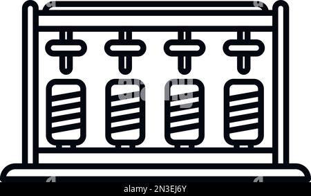 Vettore contorno icona stand Bobine. Cucito in cotone. Lana di tessuto Illustrazione Vettoriale