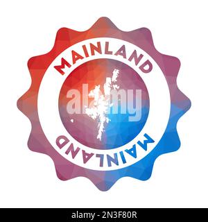 Logo Low Poly della terraferma. Colorato logo di viaggio gradiente dell'isola in stile geometrico. Illustrazione Vettoriale