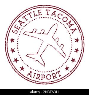 Timbro dell'aeroporto di Seattle-Tacoma. Logo rotondo dell'aeroporto di Seattle. Illustrazione vettoriale. Illustrazione Vettoriale