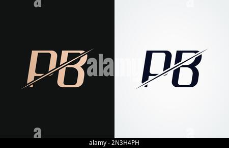 Modello vettoriale per il design del logo PB Letter. Logo Pb in oro e nero Illustrazione Vettoriale