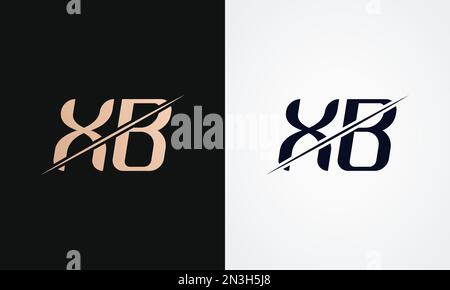 Modello vettoriale per il logo XB Letter Design. Logo Xb lettera oro e nero Illustrazione Vettoriale