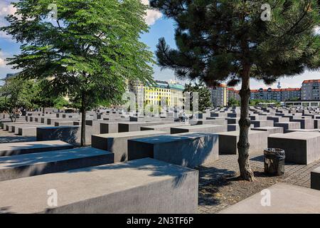 Stele cuboide in cemento, memoria degli ebrei assassinati d'Europa, memoria dell'olocausto, campo di stele, architetto Peter Eisenman, centro città, Berlino Foto Stock