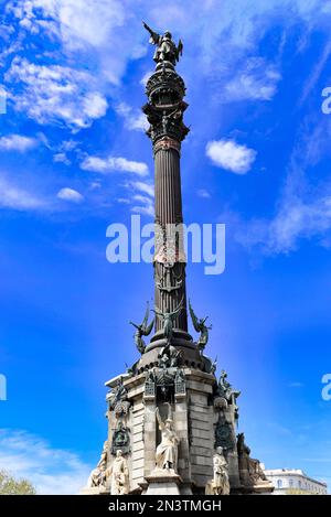 Monumento a Colom, colonna di Colombo, Barcellona, Catalogna, Spagna Foto Stock