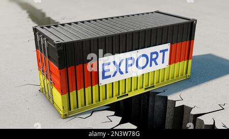 Immagine simbolica sul tema del declino dell'economia tedesca delle esportazioni Foto Stock