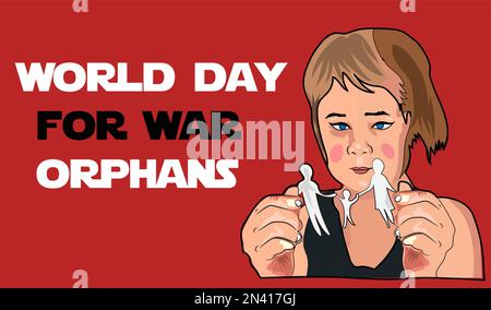 Poster della Giornata Mondiale per gli orfani di guerra Illustrazione Vettoriale