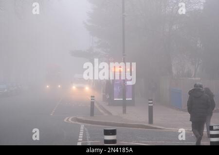 Haringey, Londra, Regno Unito. 8th Feb 2023. Meteo nel Regno Unito: Nebbia a Londra. Credit: Matthew Chattle/Alamy Live News Foto Stock