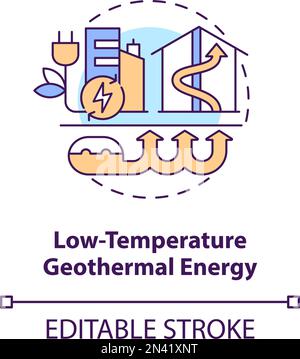 Icona del concetto di energia geotermica a bassa temperatura Illustrazione Vettoriale