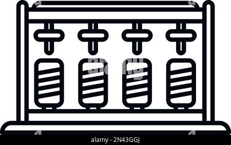 Vettore contorno icona stand Bobine. Cucito in cotone. Lana di tessuto Illustrazione Vettoriale