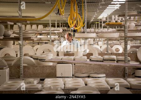 Belleek Pottery, Upper Lough Erne, County Fermanagh, Irlanda del Nord Foto Stock