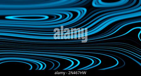 Astratto blu futuristico linee tecnologia di rete modello di sfondo, 3D illustrazione Foto Stock