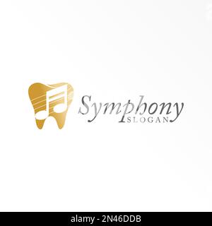 Denti dentali ot tooth con Note song immagine grafica icona logo design astratto concetto vettore stock. Può essere utilizzato come simbolo relativo alla musica o alla clinica. Illustrazione Vettoriale