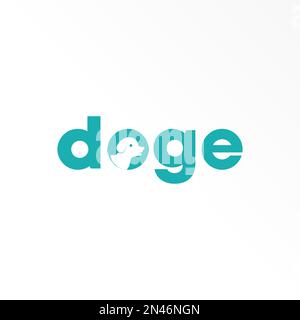 Lettera o parola DOGE sans serif font con testa immagine cane icona grafica logo disegno astratto concetto vettore stock. Può essere utilizzato come simbolo relativo all'animale domestico Illustrazione Vettoriale