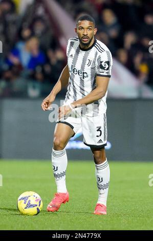Salerno, Italia. 07th Feb, 2023. Bremer della Juventus FC durante la Serie A match tra US Salernitana 1919 e Juventus allo Stadio Arechi di Salerno, Italia il 7 febbraio 2023. Credit: Giuseppe Maffia/Alamy Live News Foto Stock