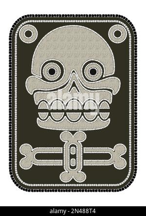 Timbro azteca con cranio Foto Stock