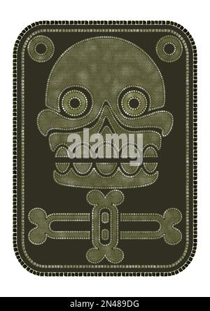 Immagine del timbro Aztec con cranio Foto Stock