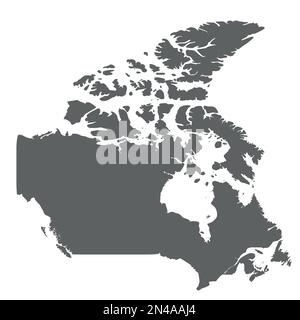 Canada - Mappa della silhouette grigia liscia dell'area del paese. Illustrazione semplice del vettore piatto. Illustrazione Vettoriale