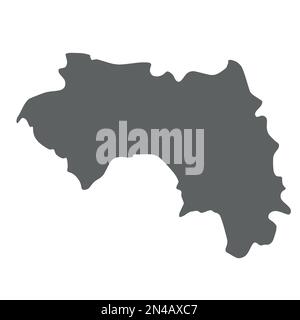 Guinea - Mappa di silhouette grigio liscia della zona di campagna. Illustrazione semplice del vettore piatto. Illustrazione Vettoriale