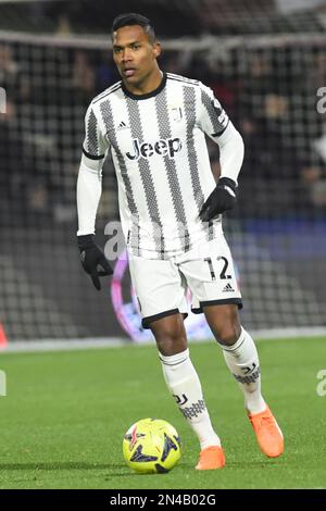 Salerno, Italia. 07th Feb, 2023. Alex Sandro della Juventus FC in azione la Serie A match tra US Salernitana 1919 e Juventus FC allo Stadio Arechi il 07 2023 febbraio, Salerno, italia (Foto di Agostino Gemito/Pacific Press) Credit: Pacific Press Media Production Corp./Alamy Live News Foto Stock