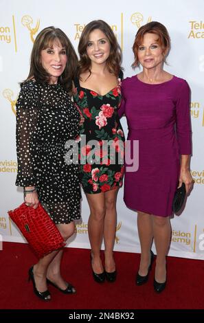 Kate Linder, and from left, Jen Lilley and Patsy Pease arrive at the Television Academy's 66th Emmy Awards Performers Peer Group Celebration at the Montage Beverly Hills on Monday, July 28, 2014, in Beverly Hills, Calif. (Photo by Matt Sayles/Invision for the Television Academy/AP Images)