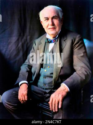 Ritratto di Thomas Edison (1847-1931), fisico americain. Foto Stock