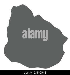 Uruguay - Mappa di silhouette grigio liscia della zona di campagna. Illustrazione semplice del vettore piatto. Illustrazione Vettoriale