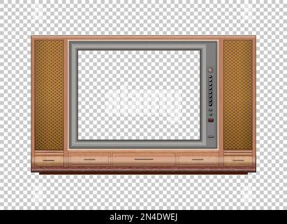 Retro TV mock up isolato su griglia trasparente Illustrazione Vettoriale