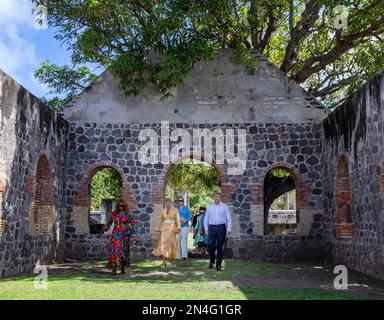 Re Willem-Alexander, la regina Maxima e la principessa Amalia dei Paesi Bassi a Oranjestad, il 08 febbraio 2023, per una passeggiata attraverso la città vecchia il 9th° giorno della visita ai Caraibi Foto: Albert Nieboer/Paesi Bassi OUT/Point de Vue OUT Foto Stock