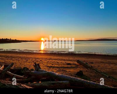 Osservazione del tramonto a Fort Worden Foto Stock