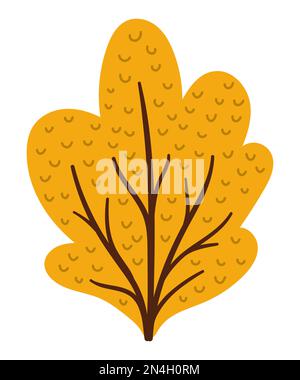 Vettore autunno foresta arbusto isolato su sfondo bianco. Illustrazione dell'albero del giardino di caduta. Icona del cespuglio giallo Illustrazione Vettoriale