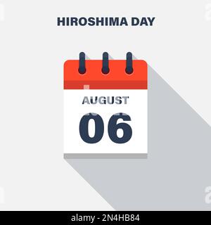 Hiroshima Day, 06 agosto, icona Calendario. Data. Illustrazione Vettoriale