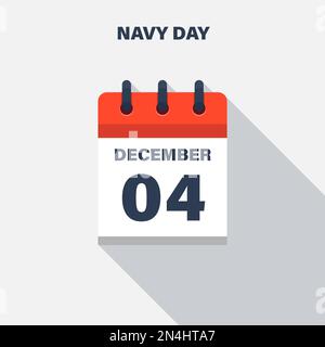 Navy Day, 04 dicembre, icona Calendario. Data. Illustrazione Vettoriale