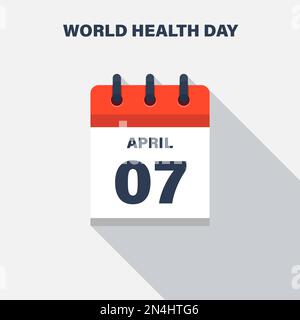Giornata Mondiale della salute, 7 aprile, icona del calendario. Data. Illustrazione Vettoriale