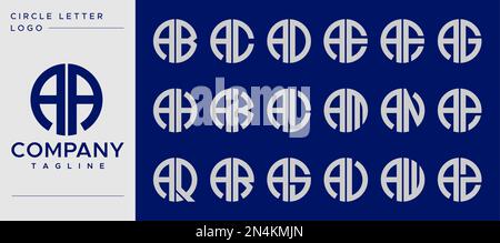 Collezione di lettere semplici a cerchio Un vettore di disegno di logo. Un modello con un segno di lettera. Illustrazione Vettoriale
