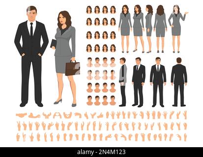 Ufficio e business personaggi costruttore, uomo d'affari e uomo d'affari persone vettore illustrazioni isolato set Illustrazione Vettoriale