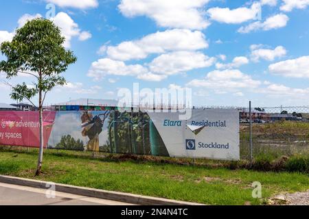 Sydney, Australia, nuove case e case sono state costruite a Elara Marsden Park dallo sviluppatore Stcokland, sito in fase di preparazione per la costruzione Foto Stock