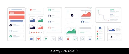 Set di progettazione UX e UI Illustrazione Vettoriale