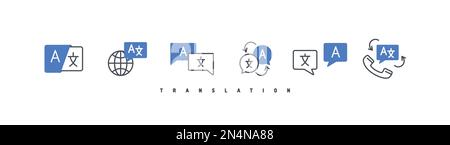 Icone dell'app traduttore impostate Illustrazione Vettoriale