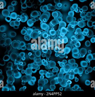 Vista in primo piano dei batteri al microscopio. Illustrazione Foto Stock