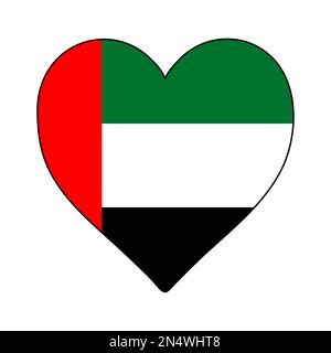 Emirati Arabi Uniti Heart Shape Flag. Amate gli Emirati Arabi Uniti. Visita degli Emirati Arabi Uniti. Medio Oriente. Asia occidentale. Asia. Illustrazione vettoriale Gra Illustrazione Vettoriale