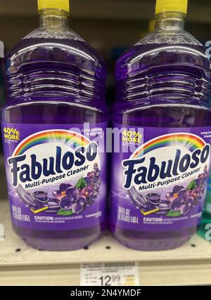 Alexandria, Virginia, Stati Uniti. 8th Feb, 2023. Vista di Fabuloso Multi-purpose Cleaner come l'azienda pubblica il richiamo volontario su 4,9 milioni di bottiglie in quanto potrebbero contenere batteri il 8 febbraio 2023. Alexandria, Virginia. Credit: Mpi34/Media Punch/Alamy Live News Foto Stock