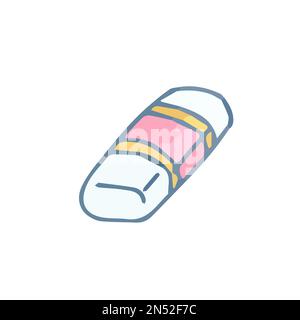 Gomma rosa e bianca disegnata a mano, gomma isometrica isolata Illustrazione Vettoriale